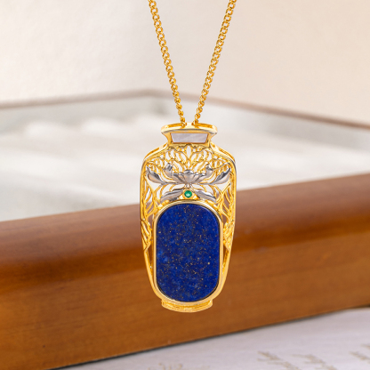 Lapis Lazuli Vase Necklace | Chic Unique Elegant Jewelry