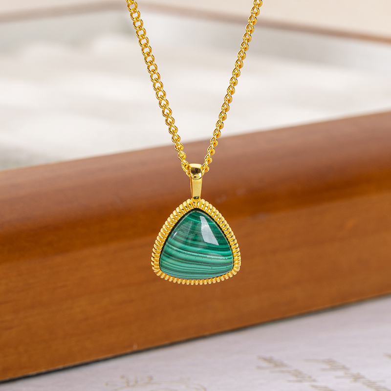 Natural Malachite Triangular Chic Minimalist Choker Necklace