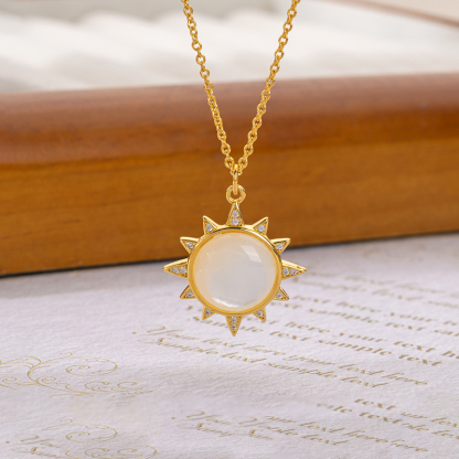 Designer Sun Pendant Necklace: Round MOP, Instagram Trendy