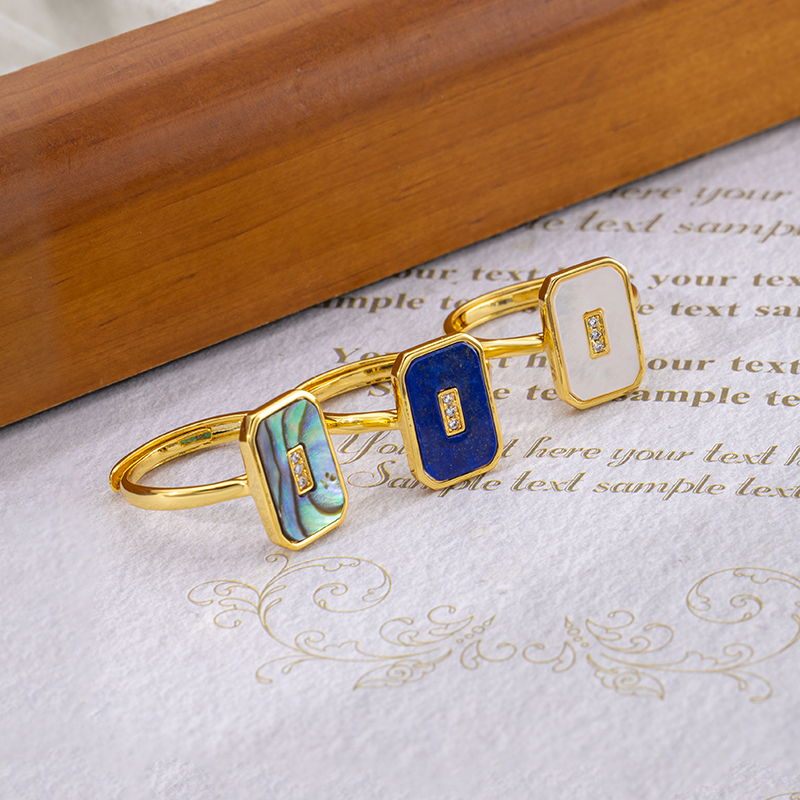 Minimalist Abalone Shell Square Ring