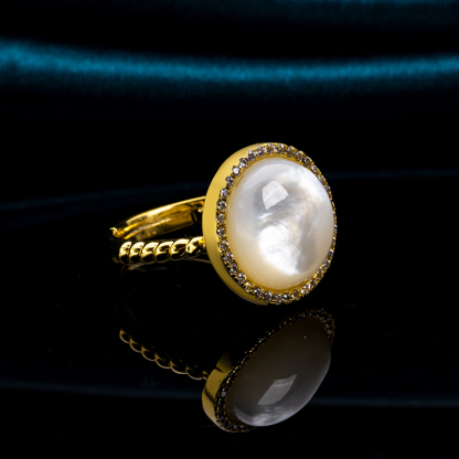 Natural MOP Round Ring Minimalist Classic