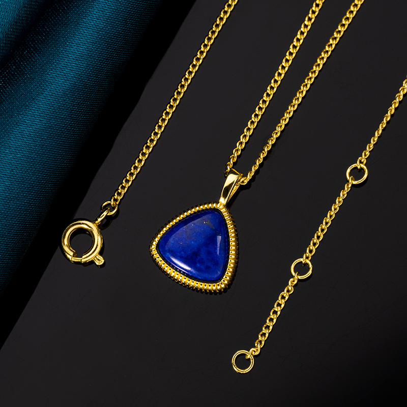 Modern Lapis Lazuli Triangle Pendant Minimalist