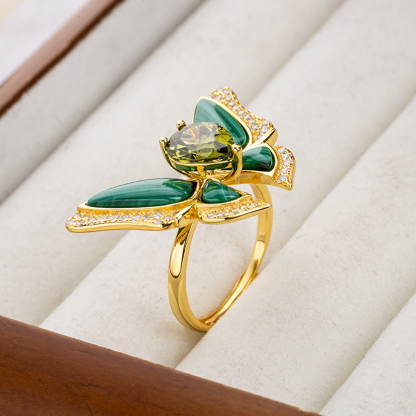 Malachite Butterfly Ring - Elegant & Natural Chic