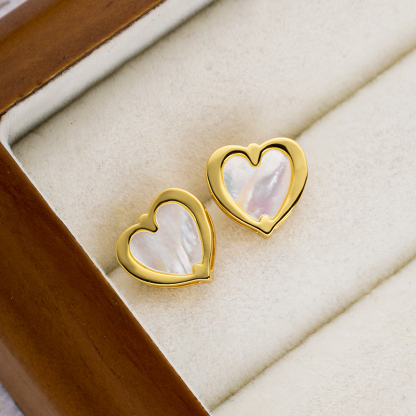 Deep Sea MOP Heart Studs - Sweet Beachy Vibes