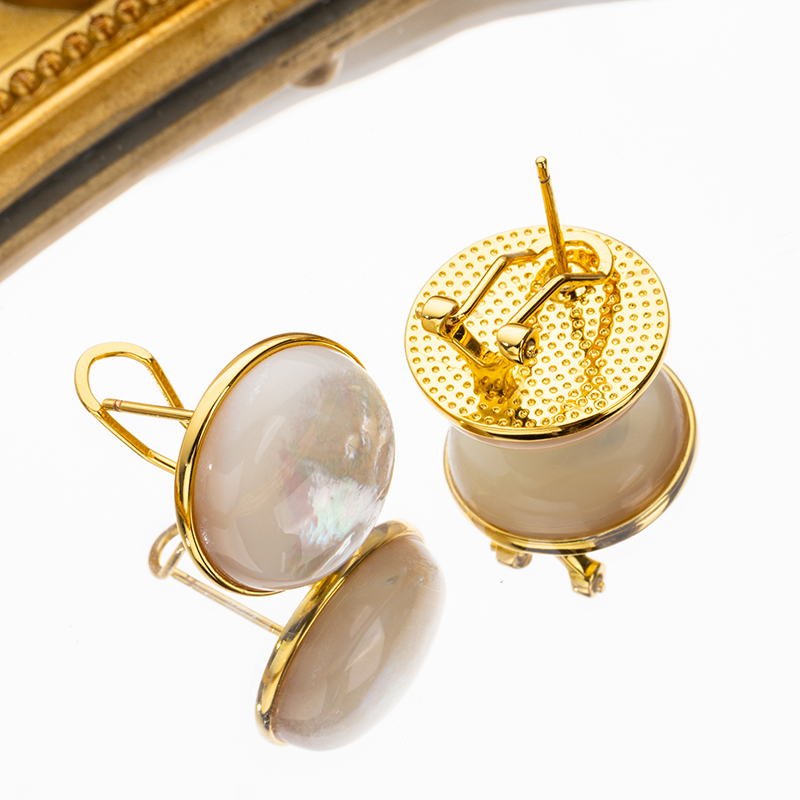 Oversized White MOP Clip-Ons | Western Fashion Earrings