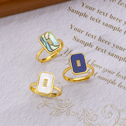 Elegant Natural Lapis Lazuli Square Ring