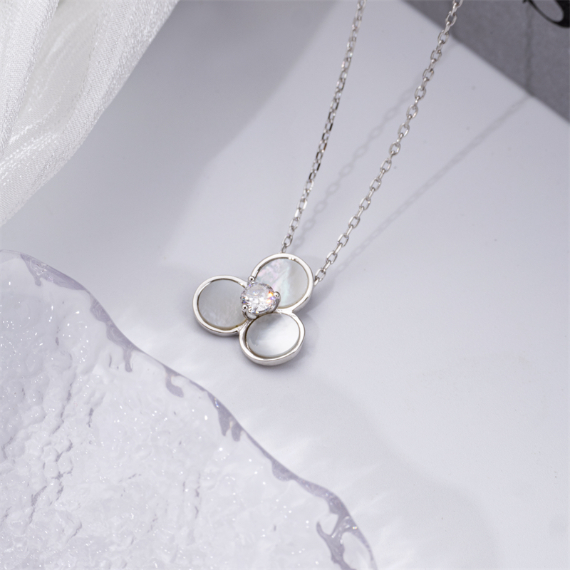 Floral Shell Necklace - Unique Sterling Silver Women's