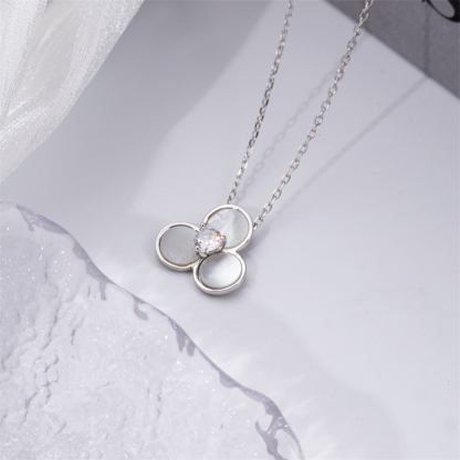 Floral Shell Necklace - Unique Sterling Silver Women's
