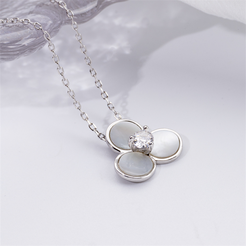 Floral Shell Necklace - Unique Sterling Silver Women's