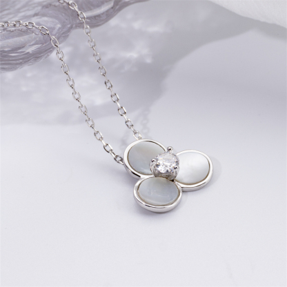 Floral Shell Necklace - Unique Sterling Silver Women's