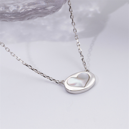 Minimalist Luxury: White Shell Heart Pendant for Women