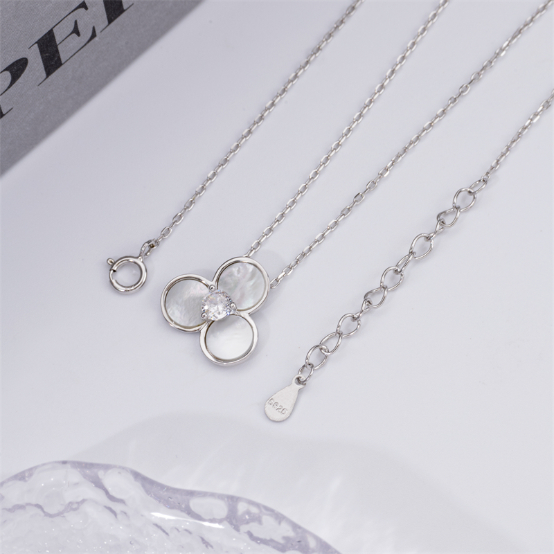 Floral Shell Necklace - Unique Sterling Silver Women's