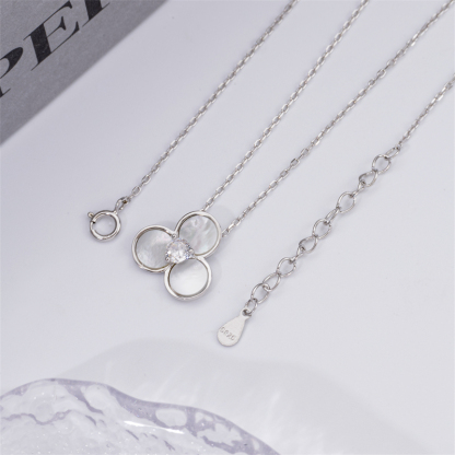 Floral Shell Necklace - Unique Sterling Silver Women's