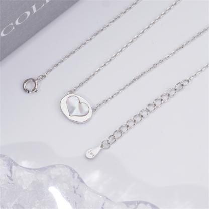 Minimalist Luxury: White Shell Heart Pendant for Women