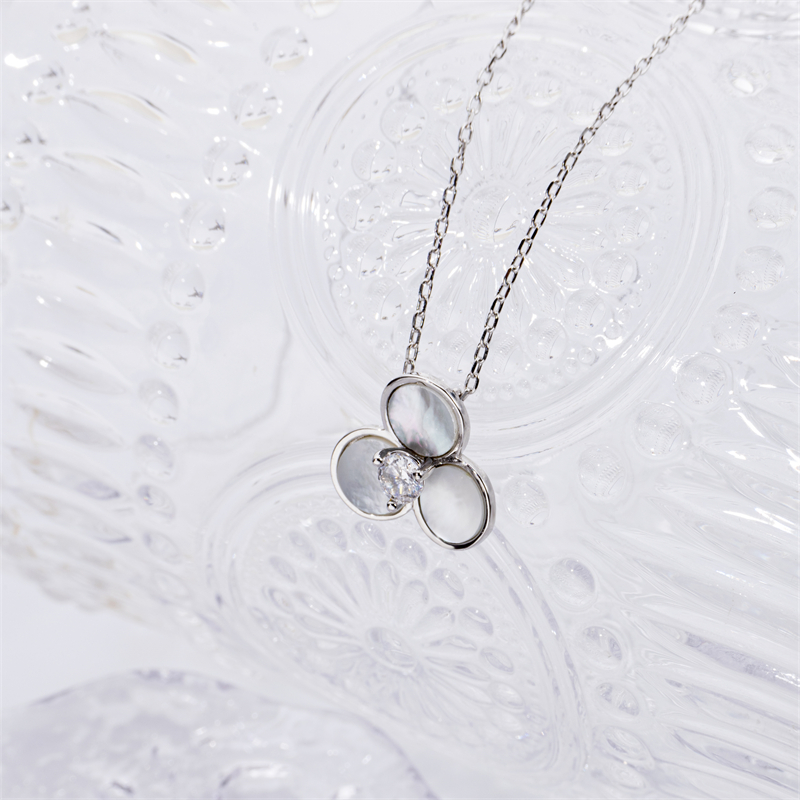 Floral Shell Necklace - Unique Sterling Silver Women's