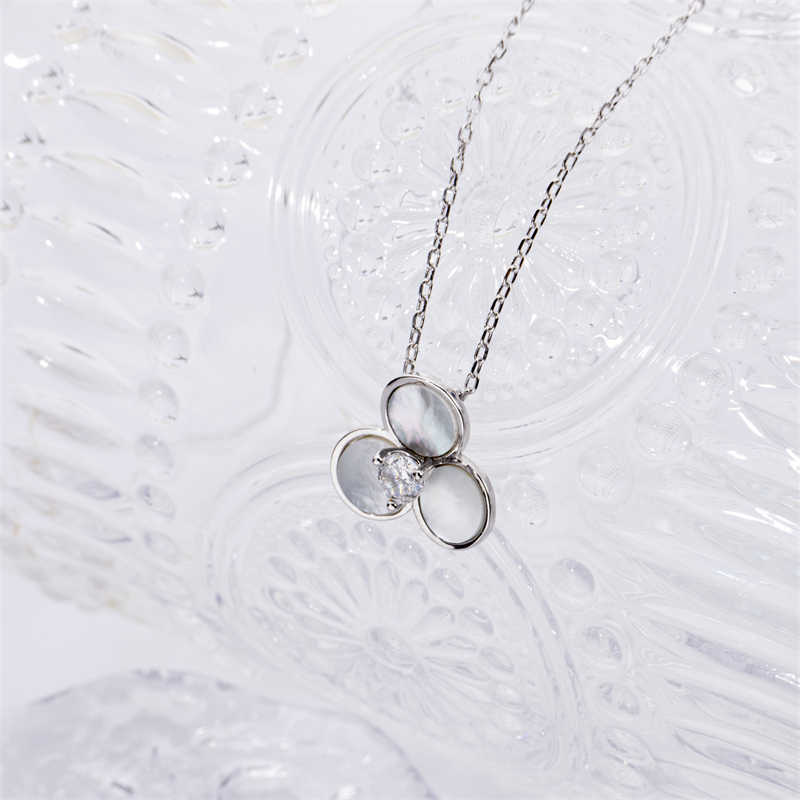 Floral Shell Necklace - Unique Sterling Silver Women's