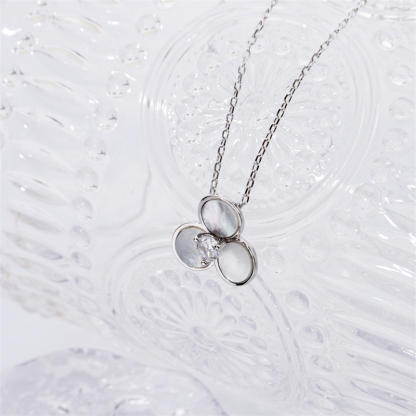 Floral Shell Necklace - Unique Sterling Silver Women's