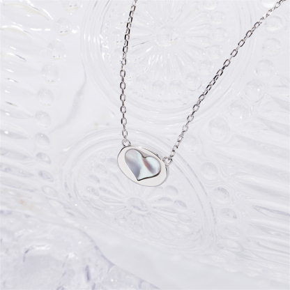 Minimalist Luxury: White Shell Heart Pendant for Women