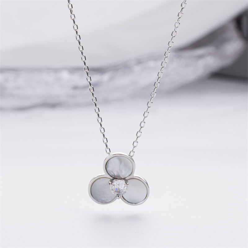 Floral Shell Necklace - Unique Sterling Silver Women's