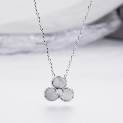 Floral Shell Necklace - Unique Sterling Silver Women's