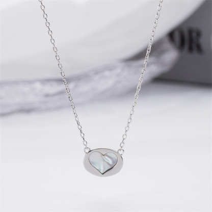 Minimalist Luxury: White Shell Heart Pendant for Women