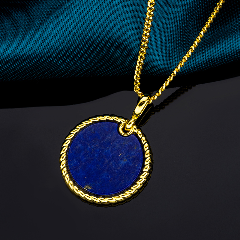 Geometric Lapis Lazuli Disc Necklace - Vintage