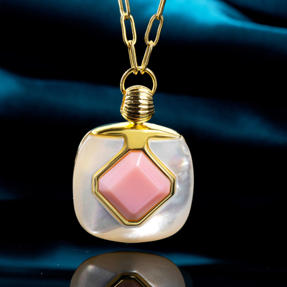 Artisan Conch & MOP Lariat - Unique Layering Necklace, Cozy Chic