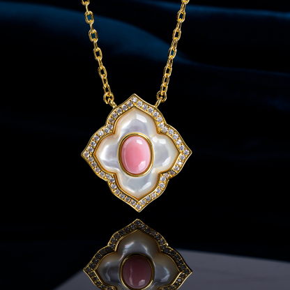 Enchanted Bloom Necklace - Conch & MOP Pendant, Divine Goddess Gift
