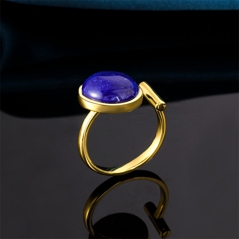 Lapis Lazuli Inlay Circular Band – Instagram-Worthy Adjustable Statement Jewelry