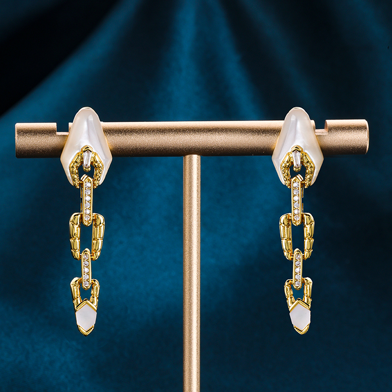 Sacred Serpent Mother of Pearl Earrings