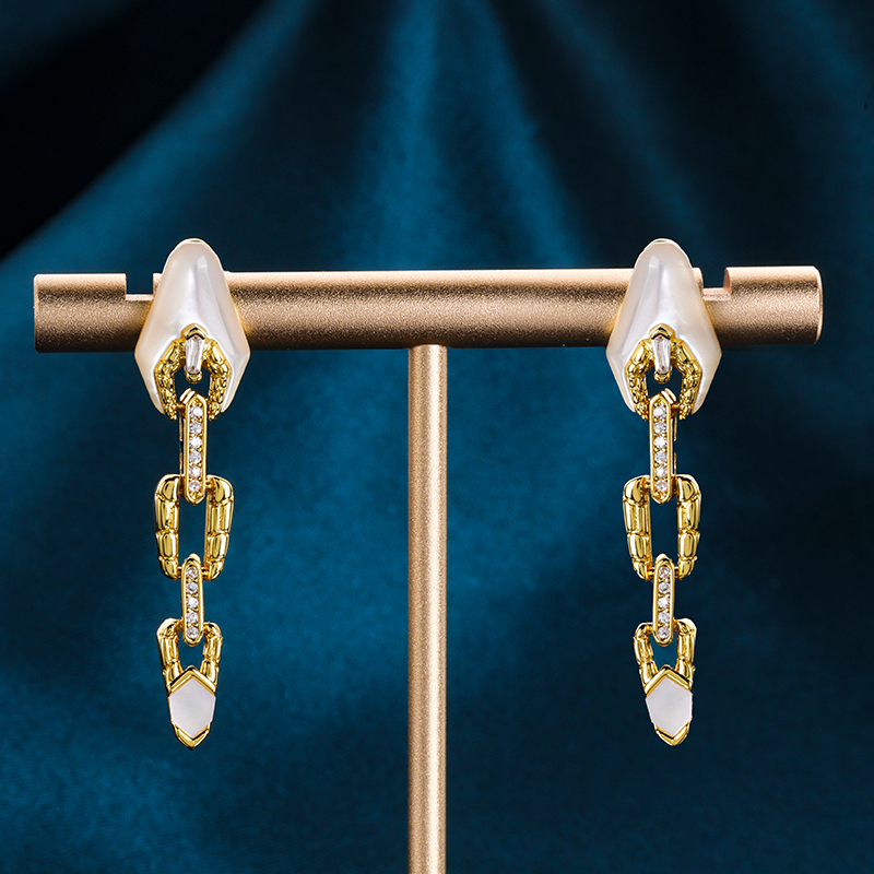Sacred Serpent Mother of Pearl Earrings