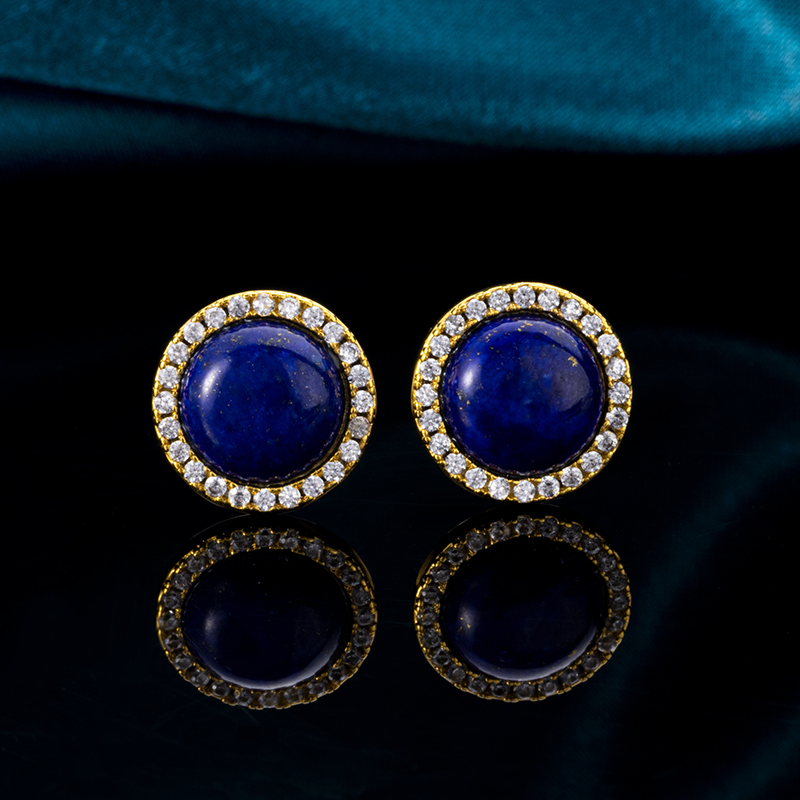Natural Lapis Lazuli Gold-Plated Hoop Earrings - Timeless Luxury Jewelry with Versatile Elegance (Premium Everyday Accessories)