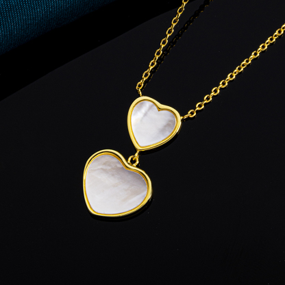French-Style Romantic Double Heart Necklace