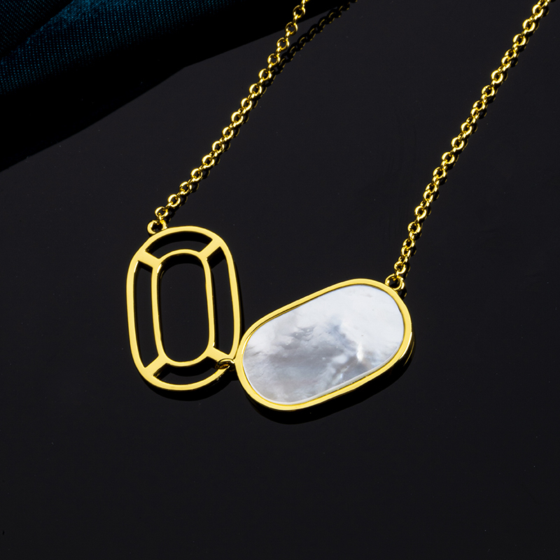 Natural Mother of Pearl Pendant Necklace - Gold Plated Minimalist Jewelry for Daily Elegance