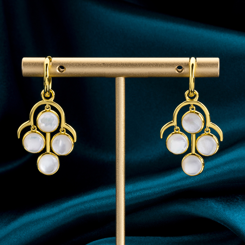 Iridescent Floral Mother of Pearl Earrings - Lightweight Boho Jewelry