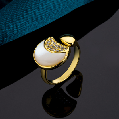 Gleaming Moon & Stars Mother-of-Pearl Ring