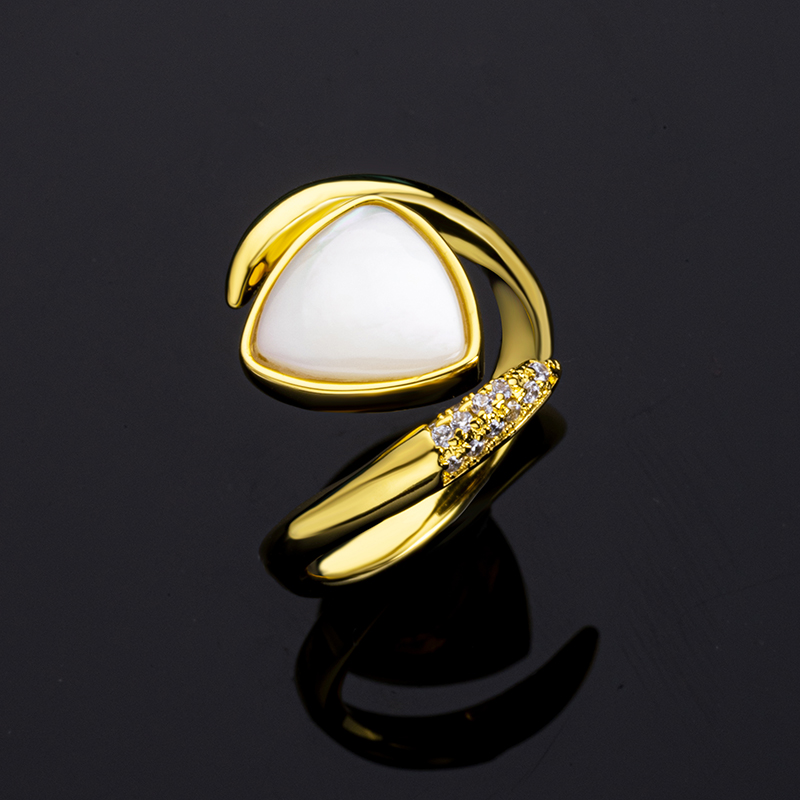 Playful Triangle Mother-of-Pearl Ring