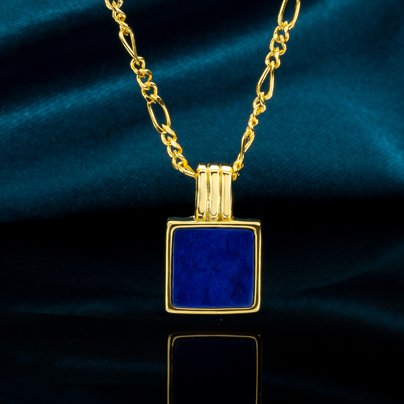  Celebrity Inspired Lapis Lazuli Square Necklace