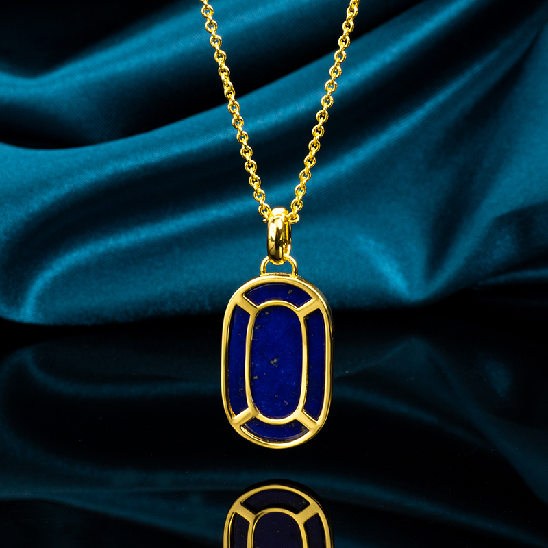 Minimalist Oval Lapis Lazuli Statement Necklace for Women