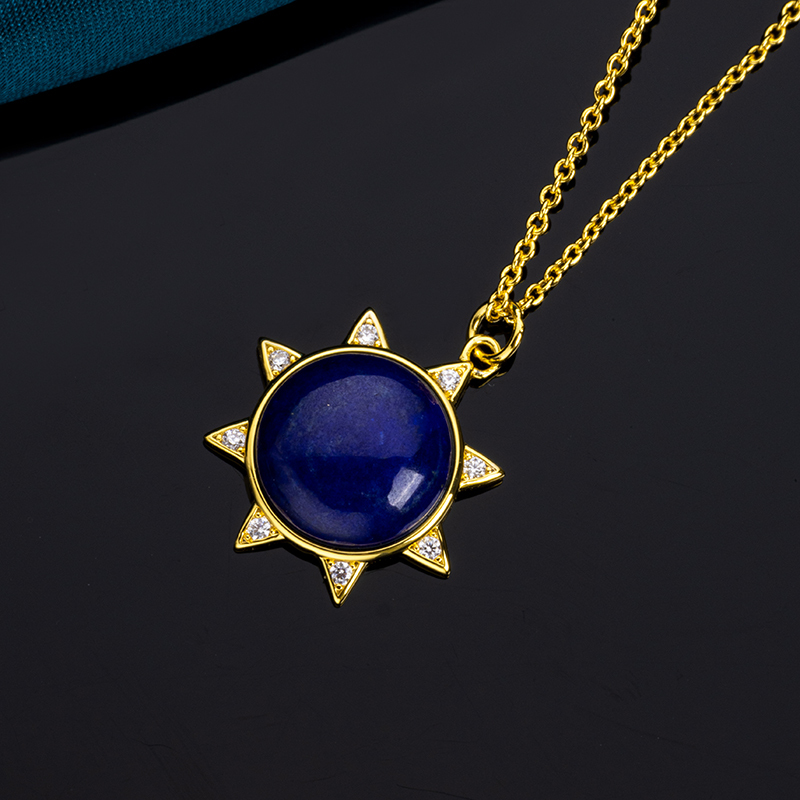 Antique European Lapis  Lazuli Star Necklace