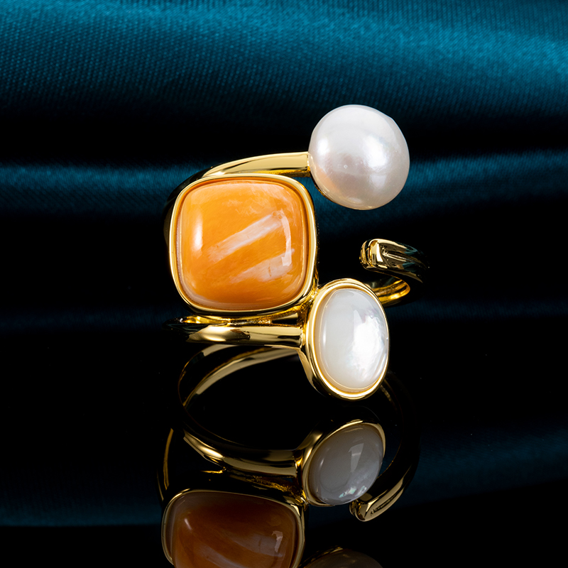 Natural Spiny Oyster Ring Women – Fashion Freshwater Pearl Jewelry, Ethical Shell Gift