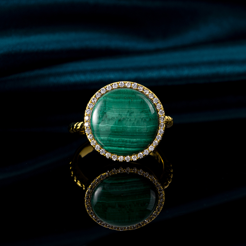 Timeless Natural Malachite Statement Ring