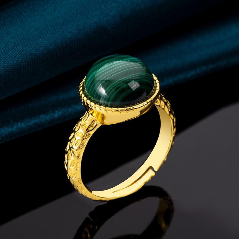 Classic Lava Texture Malachite Ring