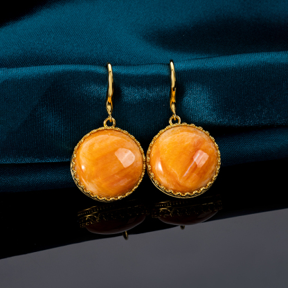 Orange Spiny Oyster Shell Round Earrings – Vibrant Elegance & Organic Glow