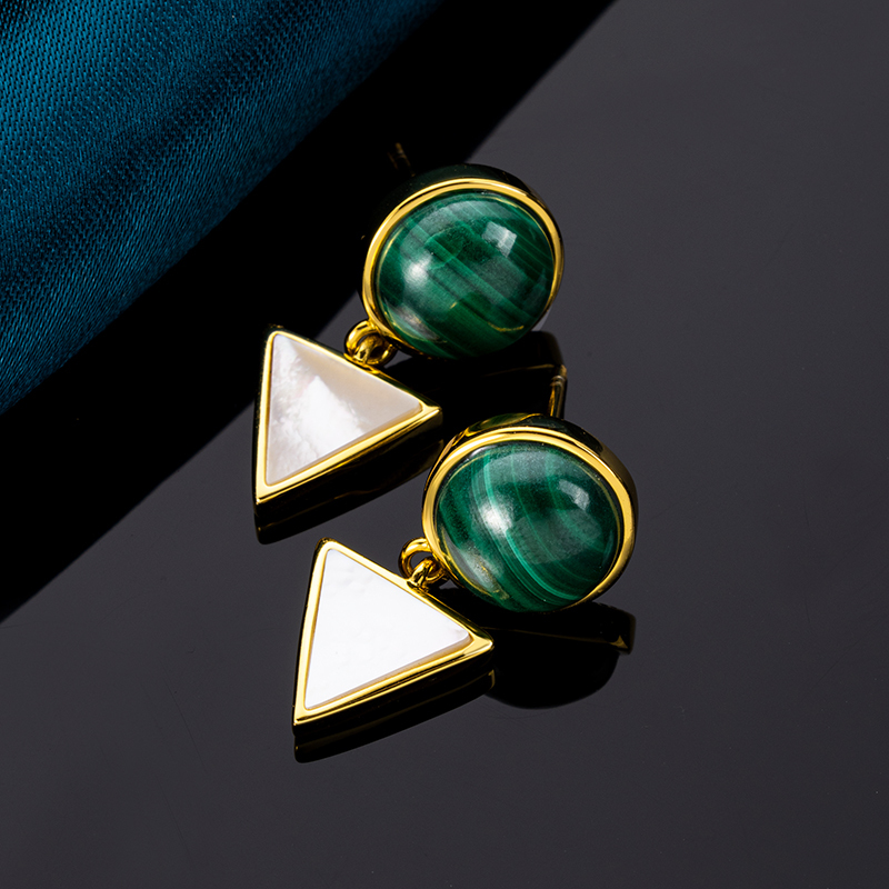 Korean Minimalist Malachite Pendant Necklace