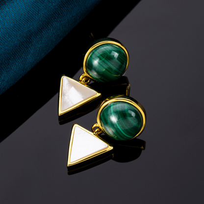 Korean Minimalist Malachite Pendant Necklace