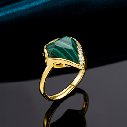 Chic Openable Natural Malachite Statement Jewelry