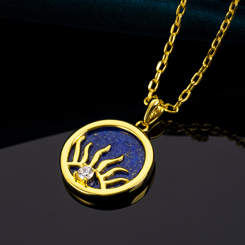 Natural Lapis Stone Sun Eye Necklace