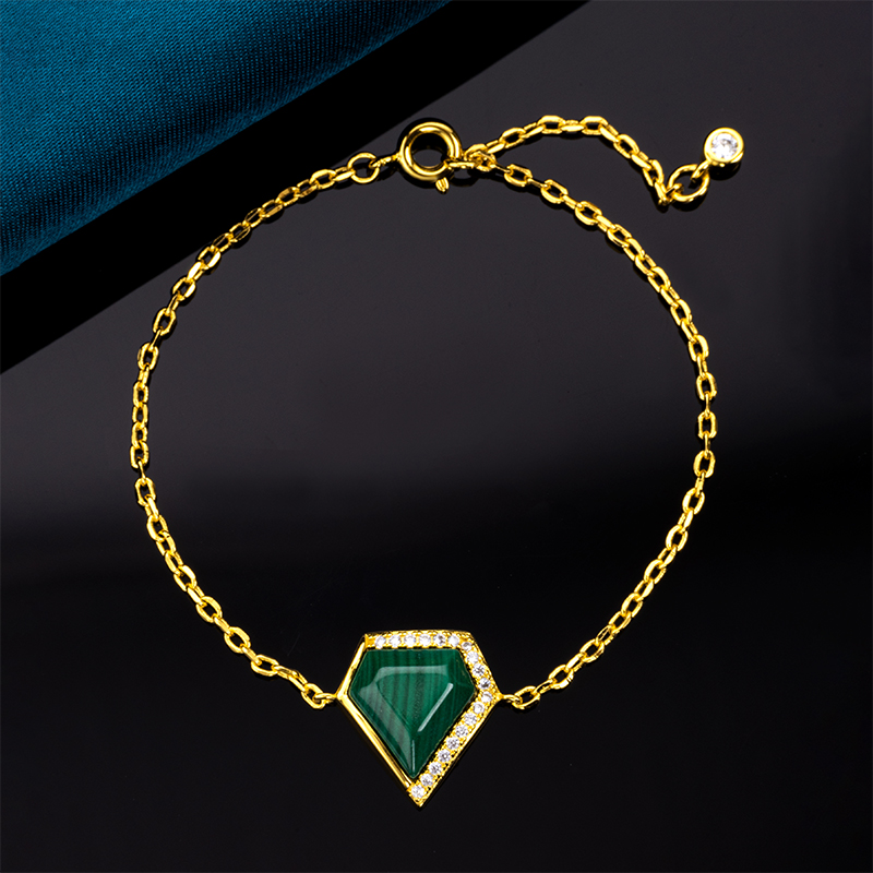 Triangular Malachite Bracelet – Artisan Geometric Chic