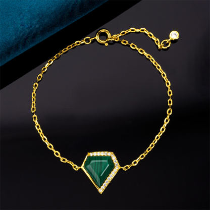 Triangular Malachite Bracelet – Artisan Geometric Chic